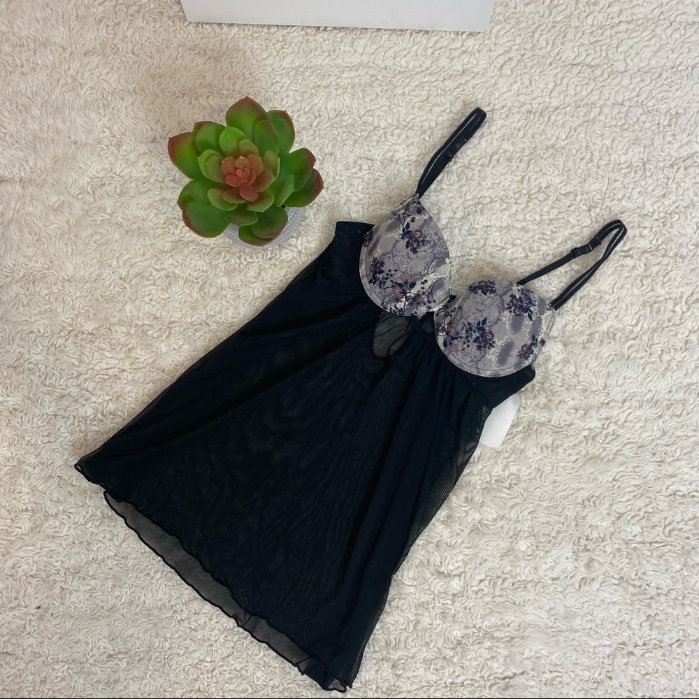 NWT Black Sheer Babydoll From Nordstrom
